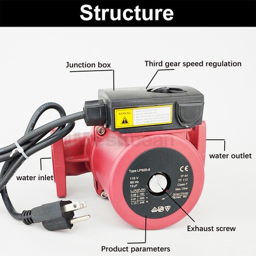 45GPM 3 Speed Cast Iron Circulator Pump,Outdoor Furnace,Hot water heat,Solar - Picture 3 of 13