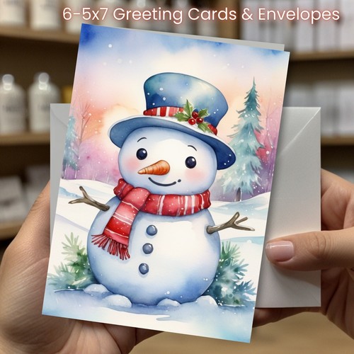 Weihnachtsgrußkarten mit Umschlag - 6er Set -5x7 Karten & Umschläge #036
