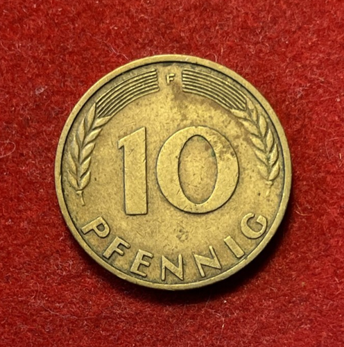 Germany 10 Pfennig 1950 F Brass Clad Steel Coin KM#108 T5756 - Picture 2 of 2