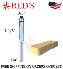 Tideway Carbide IND LC02010604 3/8" Dia Flush Trim Straight 1/4 shank router bit