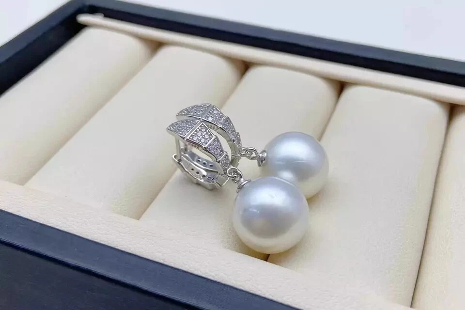 Preciosos Pendientes AAAAA Japón Akoya Redondos 10-11 mm Perla Blanca 925s Foto 3 de 4