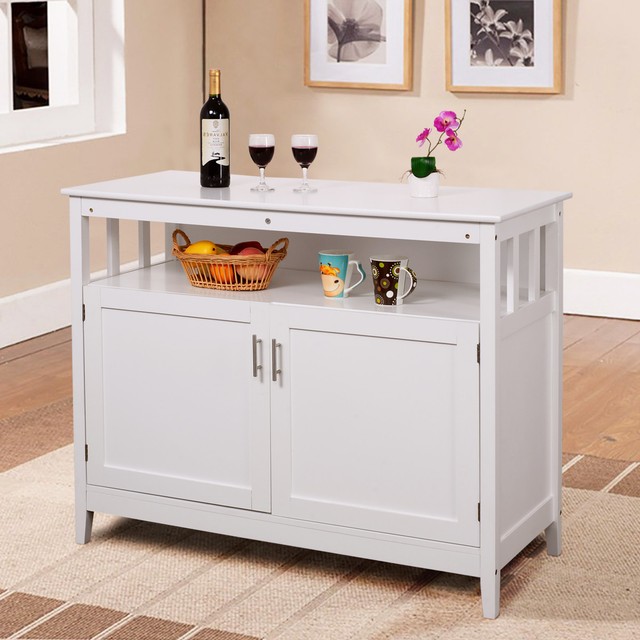 Costzon Kitchen Storage Sideboard Dining Buffet Server Cabinet Modern Kitchen Storage Cabinet Buffet Server Table Sideboard Dining Wood White