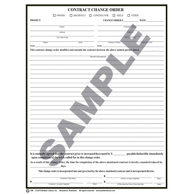 Contract Change Order (Package of 25)