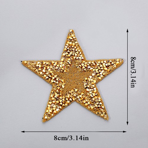 6 Pcs Rhinestones Crystal Pentagrams Patch Iron Sew Stick On Shirt Hat Trouser ∂ - Picture 3 of 21