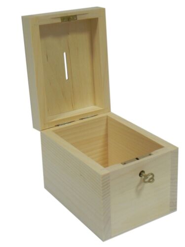 Wooden Money Box with a key - Saving Money Save Money Fast Piggy Bank Beech Wood - Picture 3 of 3