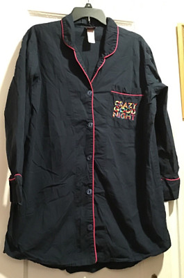 Bedhead NAVY BLUE NIGHTSHIRT Made For Neiman Marcus ''CRAZY GOOD NIGHT'' SZ L EUC