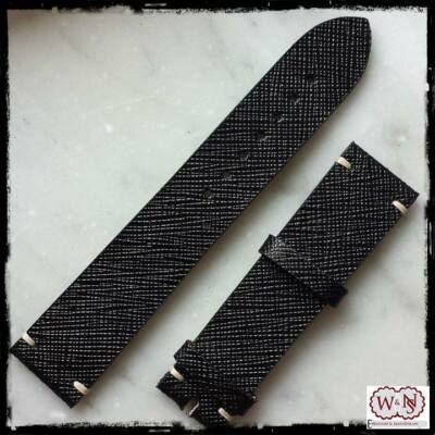 18 Mm Nero Cinturino Orologio Pulsante Cinturino In Pelle 18007