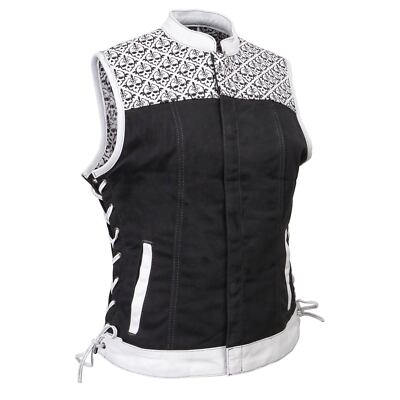 Milwaukee Leather MDL4050 Womens Skelly Motorcycle Denim Vest w/Skull Embroidery