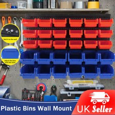 30 Bin WALL MOUNTED GARAGE STORAGE BIN WORKSHOP ORGANISER RACK DIY TOOL BOXES UK