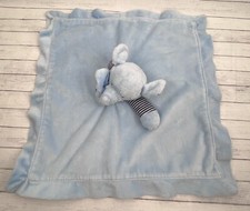 CARTER'S Blue Elephant Plush Satin Lovey Security Blanket Stripes