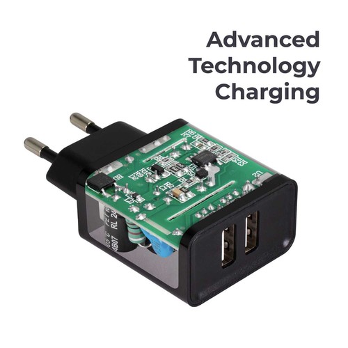 Cargador de Pared EU, 2 Puerto USB de 5v, 2.1A, 10W, Negro,Modelo: ST600 - Imagen 3 de 7
