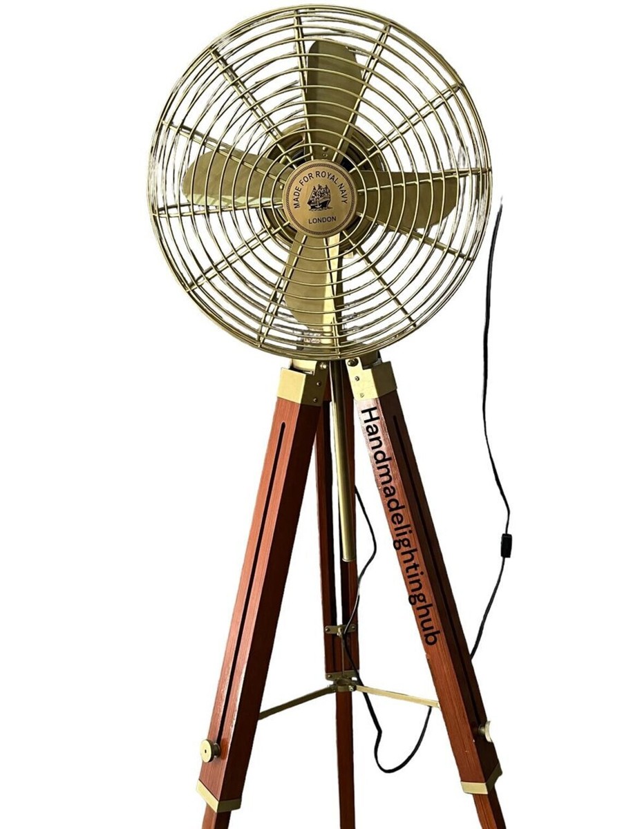 Brown Tripod Electric Brass Pedestal Fan modern Industrial Rotating Floor  Fan - Main Image