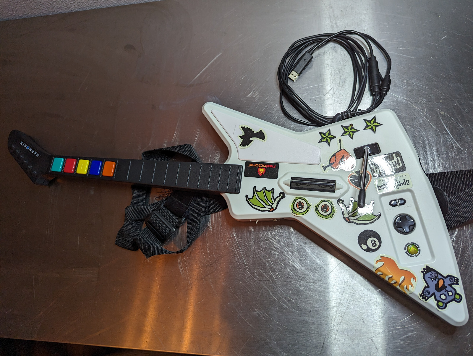 Guitar Hero Xplorer Guitar Xbox 360 Red Octane White Wired Model eBay