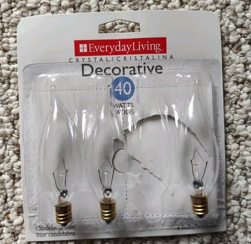 Everday Living 40 Watt Decorative Candelabra Base Light Bulbs Lot of 3