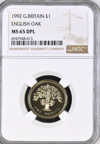 1992 Pound £1 Oak NGC MS65 DPL Great Britain UK Coin Uncirculated