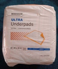 McKesson Ultra Heavy Absorbency Adult Disposable Underpads 10 Pack 30" x 36"