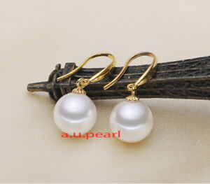Details about   Gorgeous AAAA 10-11mm natural south sea white pearl stud earrings 18k solid gold