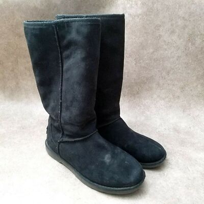 Makalu California Womens Pika  Sz 7 M Black Suede Tall Lined Warm Winter Boots