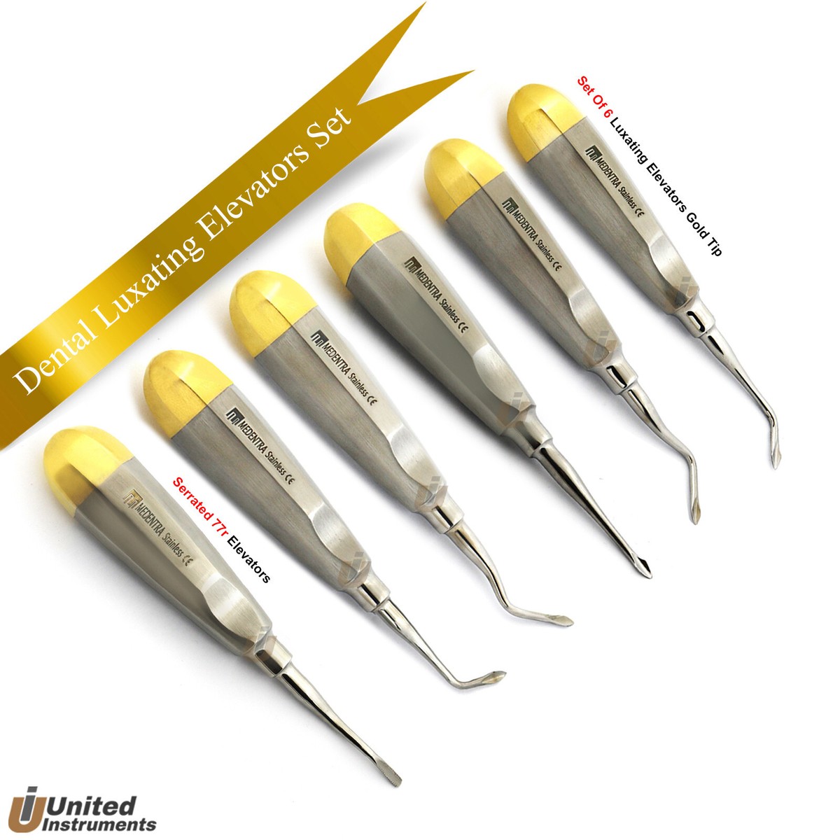 Dental Surgery Spade Concave Elevators R-S-L 77R Serrated Elevator 