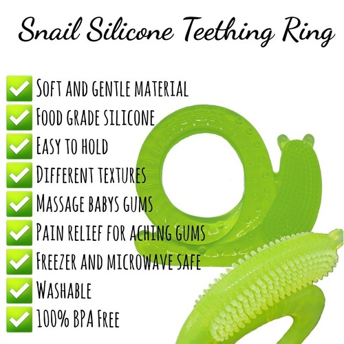 Baby Teething Toys 2 Pack Mitten&Snail Soothing Infant Teething Pain Relief - Picture 7 of 7