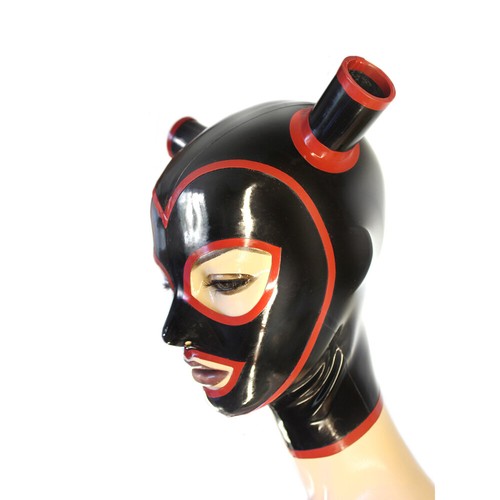 Ladies Black Latex Mask Wig Hole No Wig Mask Paryt Rubber Catsuits Bodysuit Hood - Picture 4 of 6