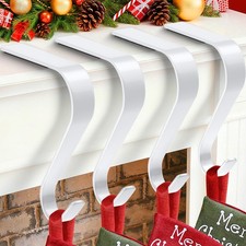 Christmas Stocking Holder, Holders for Mantle Set of 4, White