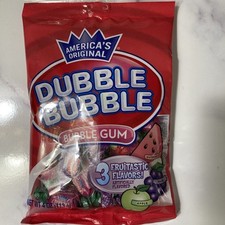Dubble Bubble Bubble Gum 3 Fruit Flavors Watermelon Grape Apple 4 Oz Bag