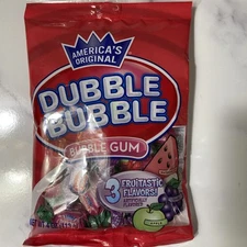 Dubble Bubble Bubble Gum 3 Fruit Flavors Watermelon Grape Apple 4 Oz Bag
