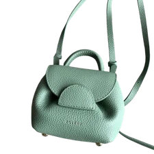 Polene Unnano 2-Way Handbag Shoulder Bag Leather Black Women Used Authentic