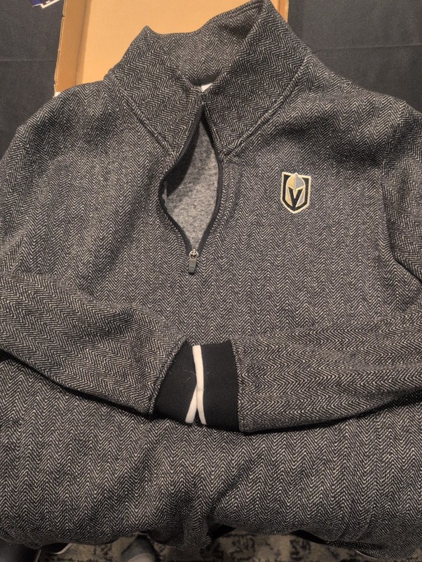 Las Vegas Golden Knights 1/4 Zip Sweater Gray Herringbone Womens Lg 12-14