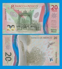 2024 !! Mexico 20 Pesos NEW Date, June 27 2024, P 136e, UNC Polymer ( P 136 e )