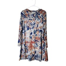 Aryeh Mini Sweater Dress Size Small Gray Floral Long Sleeve