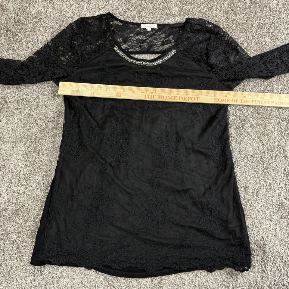 Top Maurices Mujer Grande Negro Encaje Oscuro Academia Bruja Romántico Cuentas Foto 3 de 4