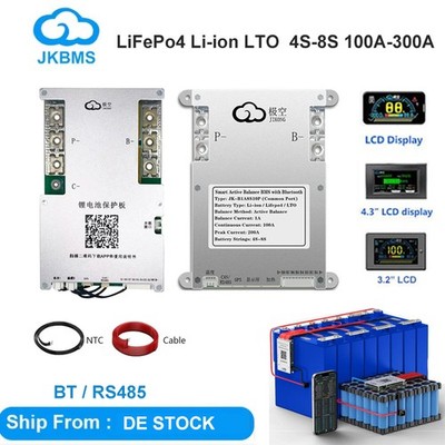 JK Smart BMS 4S-8S 100A-300A Li-ion LiFePo4 LTO Akku Active Balance BMS BT/RS485