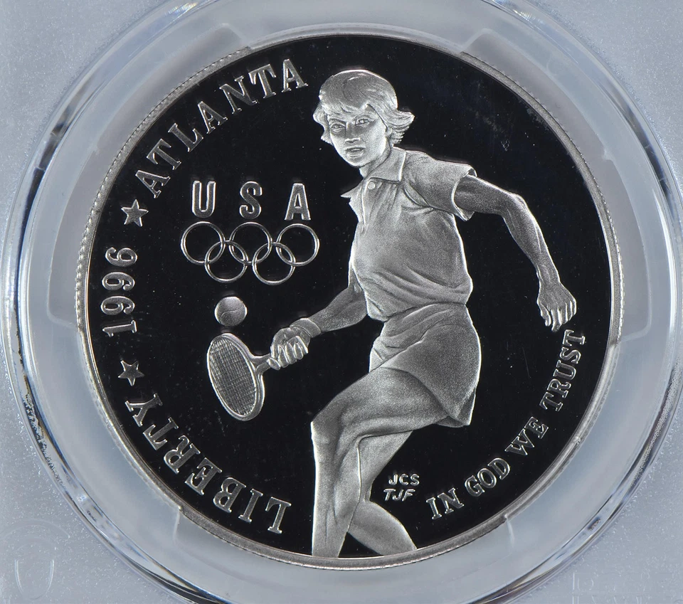 1996-P Olympic Tennis Commemorative Dollar PR69 DCAM PCGS Blue Label *4499 - Image 3 of 4