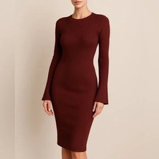NWT  Womens Elegant Gianni Bini Ribbed Sweater Dress winter spring XL maroon