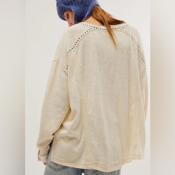 NWOT Free People We The Free Taylor Henley Tunic Top | Vintage White | Sz Large