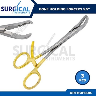 3 Pcs Bone Holding Forceps 5.5'' Gold Handle Orthopedic Instruments German Grade