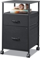 Mobile File Cabinet Rolling Printer Stand W/ Open Storage Shelf Fabric Vertical