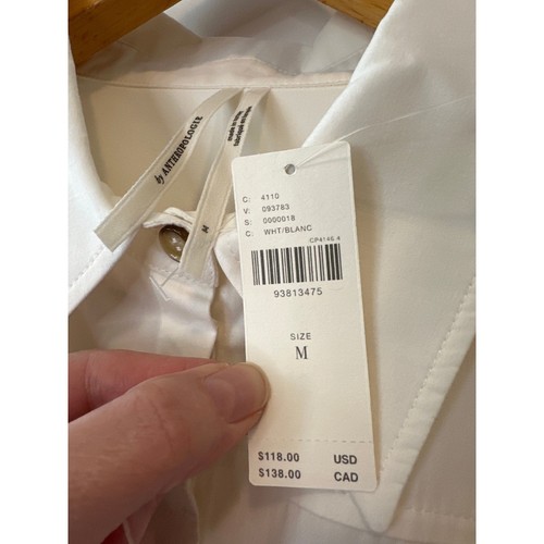 Anthropologie NWT White Oversized Cuffed Button Down Shirt Size Medium - Bild 9 von 10