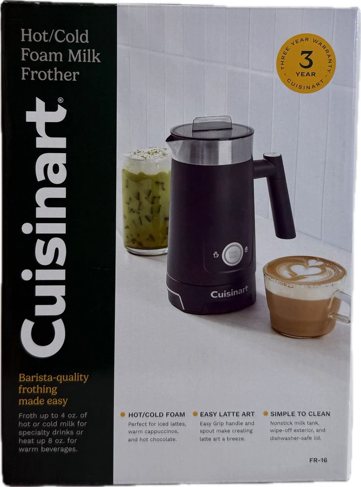 Espumador de leite Cuisinart FR-16 quente/frio interior de aço inoxidável (novo na caixa) - Imagem 2 de 4