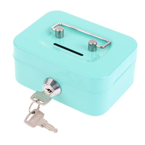 Money Safe Box Mini Cash Box Metal Key Money Bank Small Security Lock Box*A - Afbeelding 9 van 15