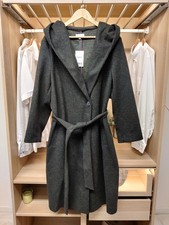 NUOVO CON ETICHETTE NEXT SOPRABITO GIACCA UK 20 ANTRACITE CINTURA AVVOLGENTE CAPPUCCIO SFODERATO DONNA PREZZO AL PUBBLICO £ 58