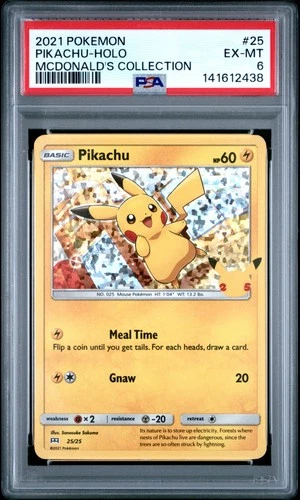 2438 Pikachu 2021 Pokemon McDonald's 25th Anniversary SE #25 Foil PSA 6
