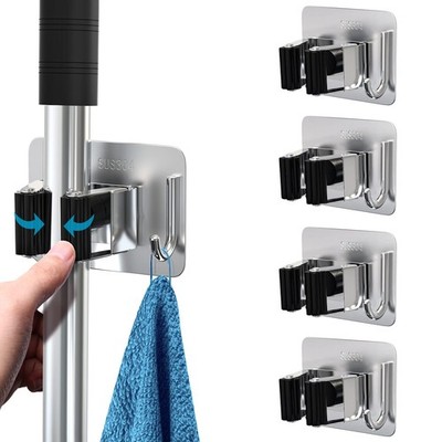 homeasy Mop Broom Holder No Drill, Mop Broom Organizer Wall Mounted Heavy Dut...