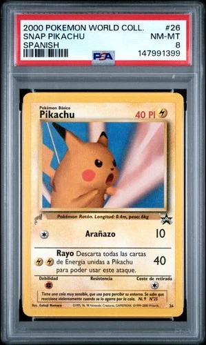 2000 POKEMON PIKACHU WORLD COLL SPANISH #26 SNAP PIKACHU PSA 8