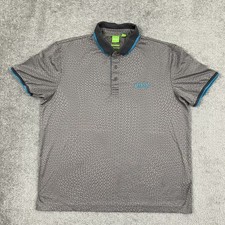 Hugo Boss Polo Shirt Mens XL Modern Fit Gray Geometric Casual Work Golf Preppy