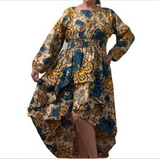 Unbranded Women's Blue and Yellow Dress