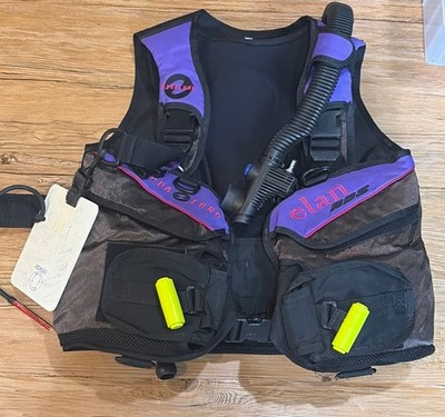 Aqua Lung Elan RDS Scuba Diving BCD Vest Medium M Black Purple Weight Integrated