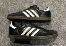 Black And White Adidas Samba Trainers 9.5. Leather And Suede.